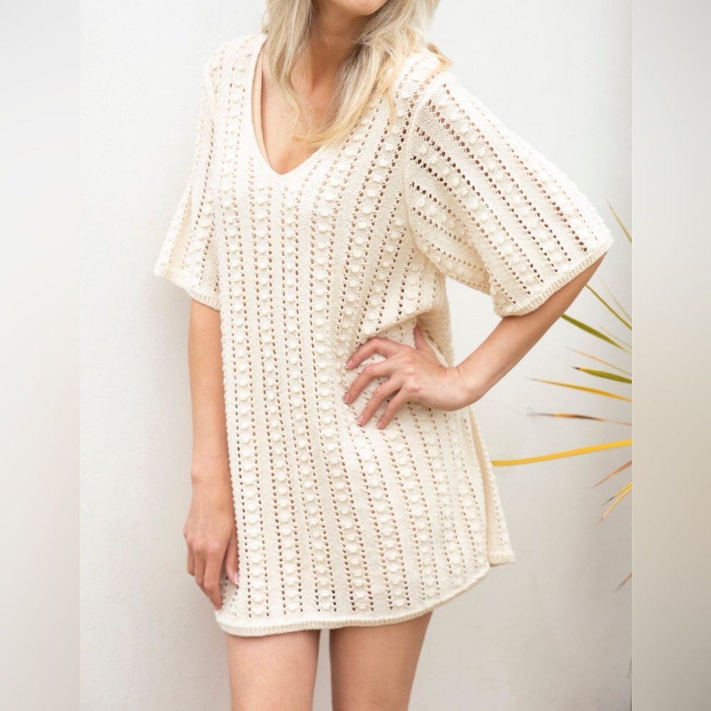 Zara Cream Crochet Dress - Size S